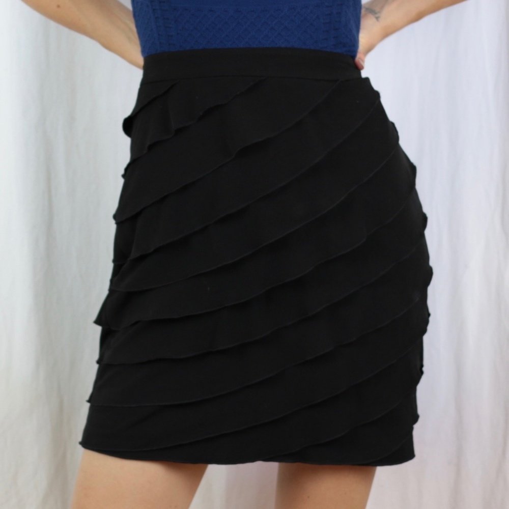 Calvin Klein black ruffled mini skirt